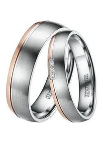 Trauring DOOSTI "Schmuck Geschenk Edelstahl Ehering Partnerring LIEBE" Fingerringe Gr. 52, mit Zirkonia, Edelstahl, 5mm, rosegold (edelstahlfarben, roségoldfarben, kristallweiß) Made in Germany, wahlweise mit oder ohne Zirkonia