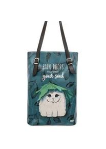 Umhängetasche DOGO "Damen Tall Bag Rain Drops May Heal Your Soul Vegan Damen Handtas" Gr. B/H/T: 40cm x 34cm x 10cm OneSize, blau Damen Taschen Vegan