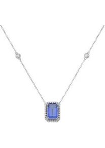 Collier Giorgio Martello MILANO "mit Zirkonia, Silber 925" Halsketten Gr. 45cm, Silber 925 (Sterlingsilber), blau Damen