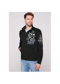 Sweatshirt CAMP DAVID Gr. XL, grau (granite melange) Herren Sweatshirts Troyer mit Känguru-Tasche und Prints