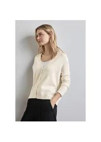 Cardigan Street One Gr. 38, weiß (cream white melange) Damen Strickjacken kurz, mit Knopfleiste