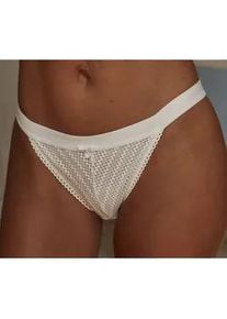 Tanga Lascana Gr. 48/50, beige (creme) Damen Unterhosen mit breitem, elastischen Bund und Spitze