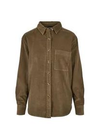 Langarmhemd Urban Classics "Urban Classics Damen Ladies Corduroy Oversized Shirt" Gr. 4XL, US-Größen, grün (olive) Damen Hemden