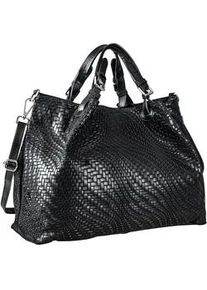 Schultertasche Collezione Alessandro "Square" Gr. B/H/T: 42cm x 31cm x 20cm one size, schwarz Damen Taschen in modischer Flechtoptik