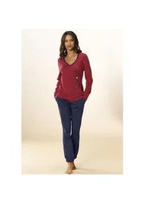 Pyjama Vivance DREAMS Gr. 56/58, rot (rot, navy) Damen Homewear-Sets mit seitlichem Frontdruck