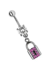 Bauchnabelpiercing ADELIA ́S "Piercing Piercing Bauchnabelpiercing" pink Damen Piercings Titan Banane - mit Schloss Zirkonia Anhänger