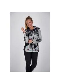 Fleecejacke DEPROC ACTIVE "Patchwork NUNAVUT LIGHT GRAY & NEW FLOWER POWER" Gr. 52 (XXL), grau Damen Jacken