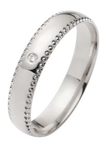 Firetti Trauring "Schmuck Geschenk Gold 750 Hochzeit Ehering "LIEBE"", 54, 0,01 ct SI = kleine Einschlüsse mit Brillant, Weißgold 375, 4mm, weiß,