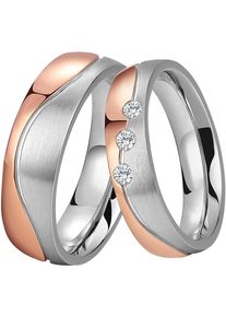 DOOSTI Damen Trauring "ST-114-D, ST-114-H", 60, ohne Zirkonia, Edelstahl, 6mm, rosa, Edelstahl, Fingerringe, wahlweise mit oder ohne Zirkonia