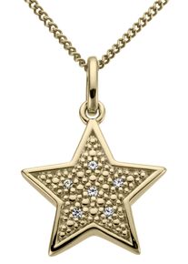 Firetti Damen Ketten-Anhänger "Schmuck Geschenk Gold 333 Halsschmuck Anhänger für Halskette Stern", 0,02 ct P2 = erkennbare Einschlüsse, Gelbgold