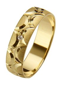 Firetti Trauring "Schmuck Geschenk Gold 375 Hochzeit Ehering "LIEBE"", 21, 0,01 ct SI = kleine Einschlüsse mit Brillant, Gelbgold 585, 5mm, gold,