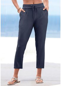 Lascana Damen Schlupfhose, blau, casual, Gr. 34, unifarben, Jersey, Obermaterial: 95% Polyester, 5% Elasthan, Hosen, aus glatter Jerseyqualität,