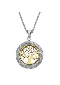 ZEEme Damen Kette mit Anhänger "Silber 925 zweifarbig mit Lebensbaum-Motiv", 45cm, Silber 925 (Sterlingsilber), L: 45cm B: 19.0mm, gelb, Silber 925
