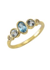 Vivance Damen Fingerring "375/- Gelbgold mit Blautopas/Weißtopas", 060 (19,1), Gold, gelb, Gold, Fingerringe