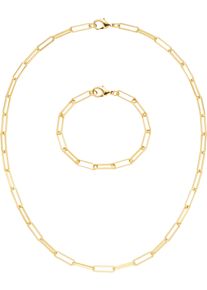 Firetti Damen Ketten und Armband Set "Multipack Schmuck Geschenk Armkette Halskette Langankerkettenglieder", gold, Messing, Schmuck-Sets