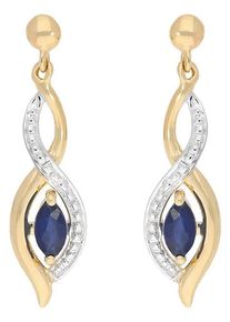 Firetti Damen Paar Ohrstecker "Schmuck Geschenk Gold 375 Ohrschmuck Farbstein Edelstein Saphir", Gelbgold 375, blau, Gelbgold 375, Ohrringe, mit