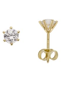 Firetti Damen Paar Ohrstecker "Schmuck Geschenk Gold 750 Ohrschmuck Solitär", 1 ct P2 = erkennbare Einschlüsse, Gelbgold 585-Diamanten, gold,