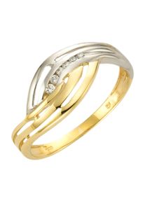 Vivance Damen Fingerring "333/- Gelbgold bicolor 6x Zirkonia", 058 (18,5), Gold, bunt, Gold, Fingerringe