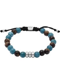 Fossil Armband "Schmuck Geschenk All Stacked Up Acryl Bead, JA7240040, JA7241040", Metall-Textil, blau, Metall, Textil, Armbänder, mit Acryl