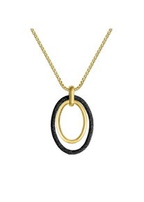 ZEEme Damen Kette mit Anhänger "Edelstahl gelb plattiert mit Stardust grau", 45,0 + 5,0cm, Edelstahl, L: 50cm, gelb, Edelstahl, Halsketten