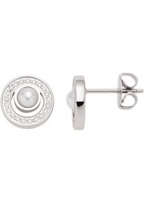 Leonardo Damen Paar Ohrstecker "Ohrringe Anouka, 023534", Edelstahl-Perlen, weiß, Edelstahl, Perlen, Ohrringe, mit Zirkonia (synth.) - mit Perle