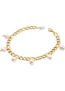 Firetti Fußkette mit Anhänger "Schmuck Geschenk Körperschmuck", Edelstahl-Perlen, gold, Edelstahl, Perlen, Fußkettchen, mit Süßwasserzuchtperle
