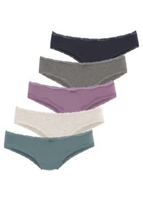 Vivance Damen Brasilslip, Gr. 44, bunt, Single Jersey, Obermaterial: 95% Baumwolle, 5% Elasthan. Spitze: 90% Polyamid, 10% Elasthan, unifarben,