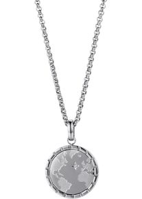 Firetti Damen Kette mit Anhänger "Schmuck Geschenk Edelstahl Halsschmuck Halskette Planet Earth Welt", Edelstahl, L: 50cm, weiß, Edelstahl,