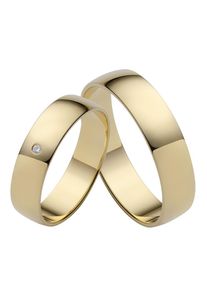 Firetti Trauring "Schmuck Geschenk Gold Hochzeit Ehering Trauring "LIEBE"", 18, 0,01 ct SI = kleine Einschlüsse mit Brillant, Gelbgold 585, 5mm,