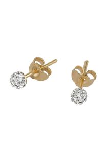Firetti Damen Paar Ohrstecker "Schmuck Geschenk Gold 375 Ohrschmuck rund", Gelbgold 375, gold, Gelbgold 375, Ohrringe, mit Kristallstein
