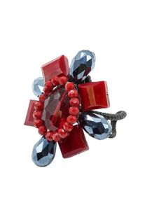 Damen Fingerring "Bologna", Glas, rot, Collezione Alessandro, Glas, Fingerringe