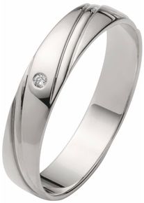 Firetti Trauring "Schmuck Geschenk Gold 375 Hochzeit Ehering "LIEBE"", 17,5, 0,01 ct SI = kleine Einschlüsse mit Brillant, Weißgold 375, 4mm, weiß,