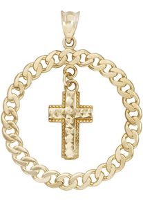 Firetti Damen Ketten-Anhänger "Schmuck Geschenk Gold 375 Kreis + Kreuz Halsschmuck Anhänger Halskette", Gelbgold 375, 1,87 g, gold, Gelbgold 375,