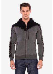 Cipo & Baxx CIPO & BAXX Herren Sweatjacke "Sweatjacke", grau, casual, Gr. L, unifarben, 70% Baumwolle;30% Polyester, Sweatjacken, mit praktischen Kapuze, CL381