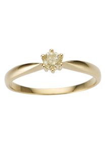 Firetti Damen Solitärring "Schmuck Geschenk Gold 750 Damenring Verlobungsring Goldring Solitär", 19, 0,2 ct P2 = erkennbare Einschlüsse, Gelbgold