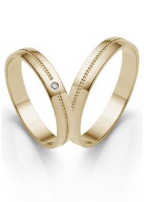 Firetti Trauring "Schmuck Geschenk Gold 375 Hochzeit Ehering "LIEBE"", 55, 0,001 ct SI = kleine Einschlüsse mit Brillant, Gelbgold 585, 3,5mm, gold,
