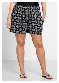 sheego Damen Shorts "Große Größen", schwarz, casual, Gr. 52, unifarben, Obermaterial: 95% Viskose (LENZING ECOVERO), 5% Elasthan, Hosen, mit Smokbund