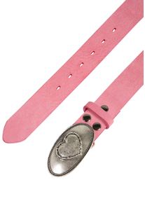 Damen Ledergürtel, pink, casual,modisch, Gr. 115, RETTUNGSRING BY SHOWROOM 019, unifarben, Leder, Gürtel, mit austauschbarer Schließe »Herz Oval«