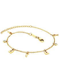 JULIE JULSEN Damen Fußkette "Edelstahl vergoldet", 22 + 5cm, Edelstahl, gelb, Edelstahl, Fußkettchen