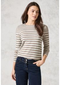 Cecil Damen Streifenpullover, beige, casual, Gr. XXL, gestreift, Stoff, 33% Polyester, 31% Polyacryl, 24% Baumwolle, 12% Nylon, Pullover, mit