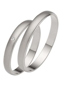 Firetti Trauring "Schmuck Geschenk Gold 375 Hochzeit Ehering "LIEBE"", 50, 0,005 ct SI = kleine Einschlüsse mit Brillant, Weißgold 375, 3,0mm, weiß,