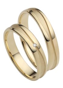 Firetti Trauring "Schmuck Geschenk Gold 750 Hochzeit Ehering "LIEBE"", 60, 0,01 ct SI = kleine Einschlüsse mit Brillant, Gelbgold 585, 4mm, gold,