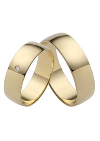 Firetti Trauring "Schmuck Geschenk Gold Hochzeit Ehering Trauring "LIEBE"", 17, 0,01 ct SI = kleine Einschlüsse mit Brillant, Gelbgold 585, 6mm,