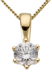 Firetti Damen Ketten-Anhänger "Schmuck Geschenk Gold 750 Halsschmuck Anhänger Halskette Solitär", 0,5 ct P2 = erkennbare Einschlüsse, Gelbgold