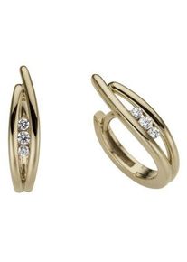 Firetti Damen Paar Creolen "Schmuck Geschenk Gold 333 Geschwungen, innen offen", 0,1 ct P2 = erkennbare Einschlüsse, Gelbgold 333-Diamanten, gold,