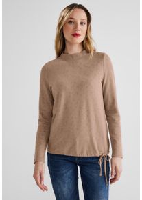 Street One Damen Langarmshirt, beige, casual, Gr. 36, unifarben, Stoff, 61% Viskose, 36% Polyester, 3% Elasthan, Shirts, in Unifarbe