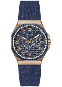 Guess Damen Multifunktionsuhr "GLAZE", blau, Armbanduhren, Quarzuhr, Armbanduhr, Damenuhr, Datum, 12/24-Std.-Anzeige, analog