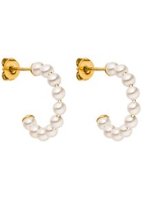 PURELEI Damen Paar Creolen "Schmuck Geschenk Pure Soul Ohrringe, 23171", Edelstahl-Perlen, gold, Edelstahl, Perlen, Ohrringe, mit Muschelperle