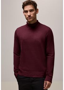Street One MEN Herren Rollkragenpullover, rot, casual, Gr. L, unifarben, Web, 100% Baumwolle, Pullover, aus reiner Baumwolle