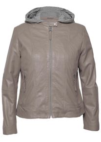 Maze Damen Lederjacke "42023103", grau, Gr. 48, Obermaterial: 100% Lammleder / Innenfutter: 100% Polyester/ Ärmelfutter: 100% Polyester / Kapuze: